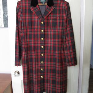 Lauren Ralph Lauren vintage red and black plaid woolen dress size 14